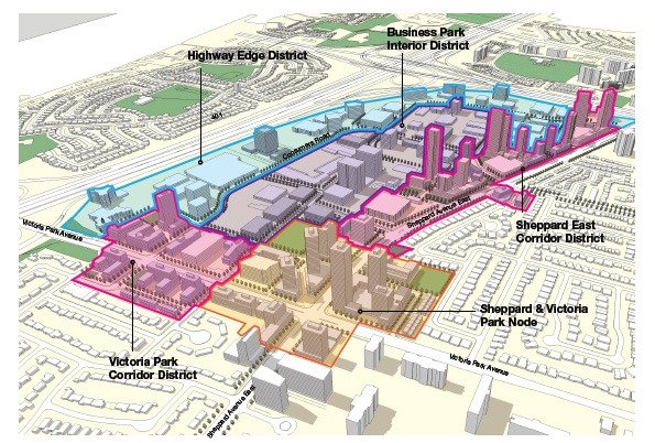 An illustrated rendering of the future ConsumerNext Business Park area showing new zones and buildings.  