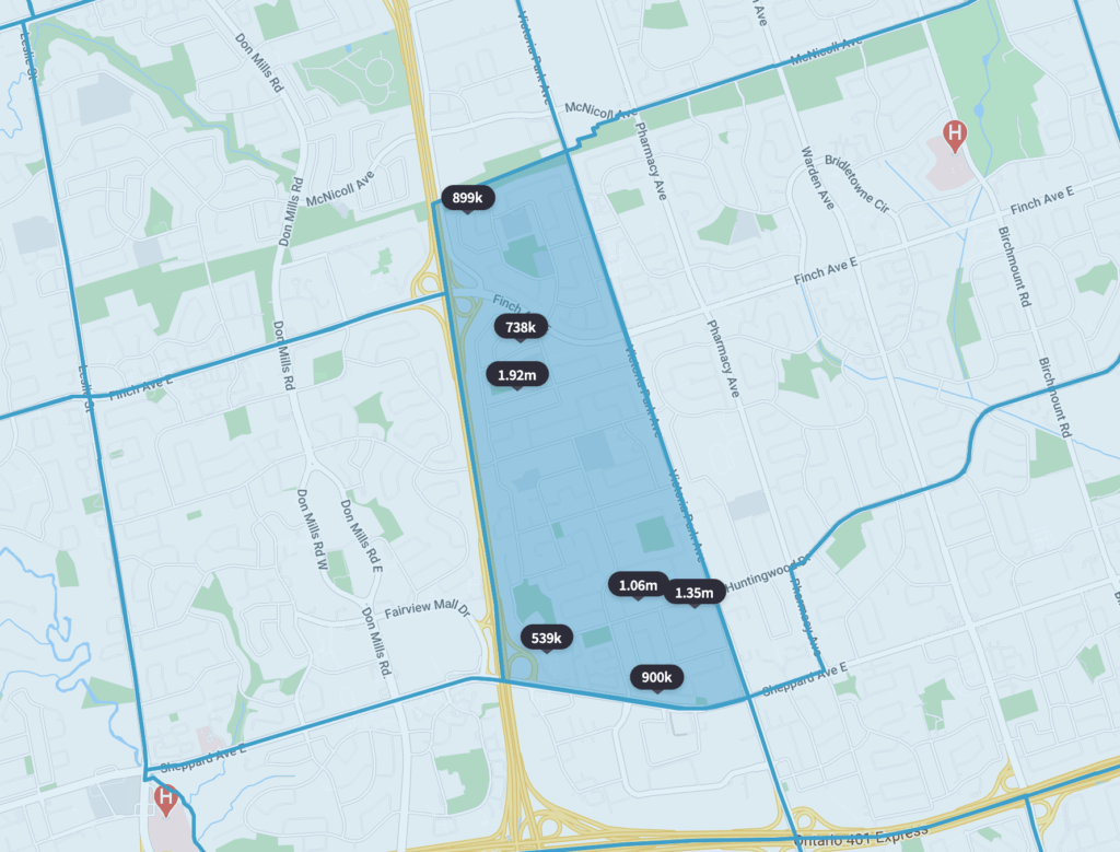 Pleasant View Toronto Neighbourhood Map